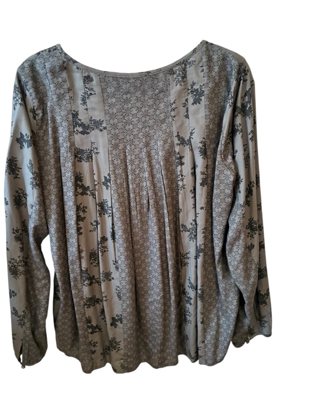 Gray Bohemian Floral Tassel Tie Peasant Blouse - Picture 2 of 5
